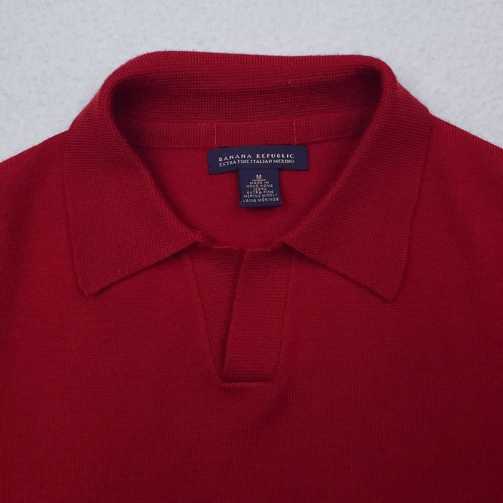 Vintage Banana Republic Sweater Mens‎ Medium Red Merino Wool Pullover Y2K